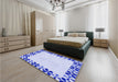 Patterned Lavender Blue Rug in a Bedroom, pat1411blu