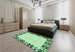 Patterned Light Green Rug in a Bedroom, pat1411grn