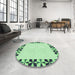 Round Patterned Light Green Rug in a Office, pat1411grn