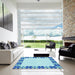 Square Patterned Blue Rug in a Living Room, pat1411lblu