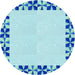 Square Patterned Blue Rug, pat1411lblu