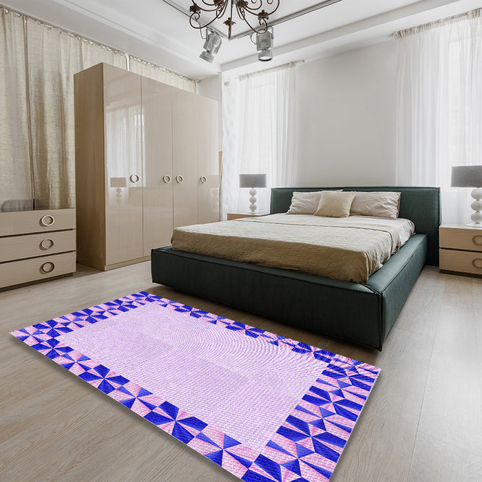 Patterned Purple Rug in a Bedroom, pat1411pur