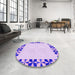 Round Patterned Purple Rug in a Office, pat1411pur