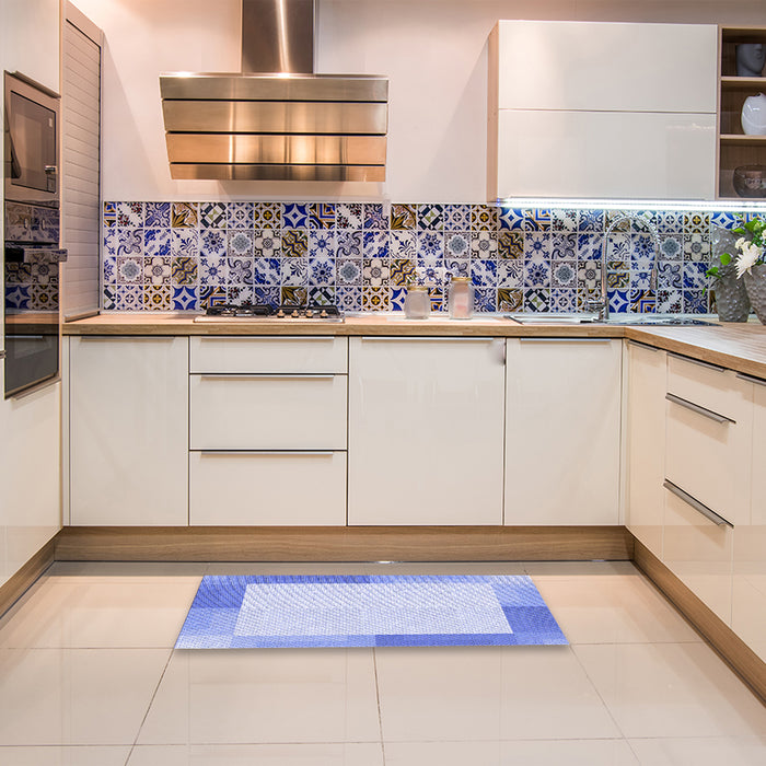 Patterned Sky Blue Rug in a Kitchen, pat1412blu