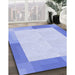 Patterned Sky Blue Rug in Family Room, pat1412blu