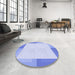 Round Patterned Sky Blue Rug in a Office, pat1412blu