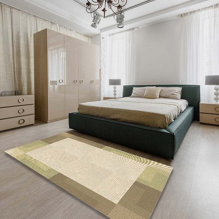 Patterned Golden Blonde Gold Rug in a Bedroom, pat1412brn