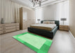 Patterned Green Rug in a Bedroom, pat1412grn