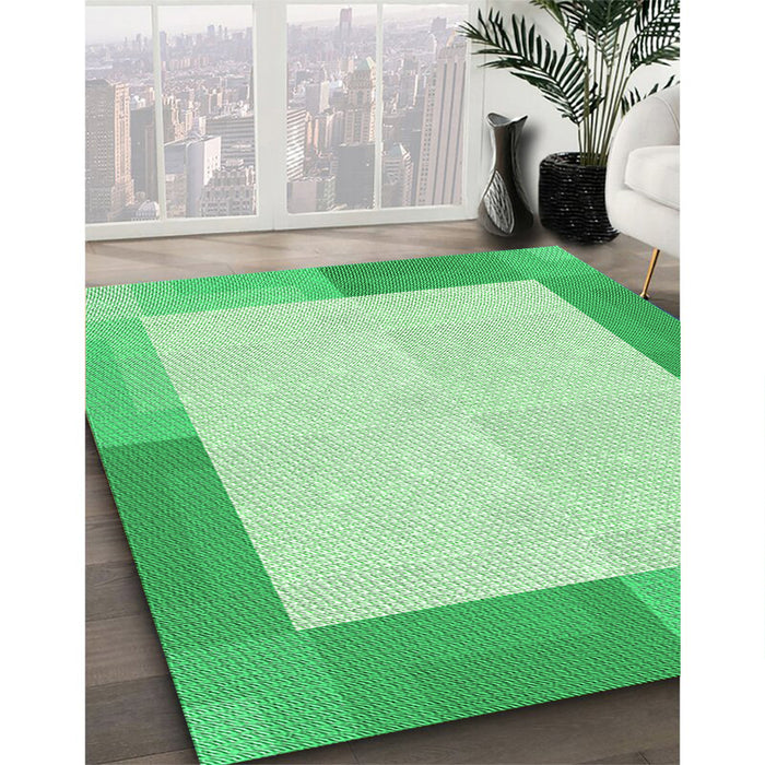 Machine Washable Transitional Green Rug in a Family Room, wshpat1412grn