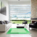 Square Patterned Green Rug in a Living Room, pat1412grn