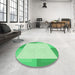 Round Patterned Green Rug in a Office, pat1412grn