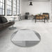 Round Patterned Gunmetal Gray Rug in a Office, pat1412gry