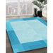 Patterned Bright Turquoise Blue Rug in Family Room, pat1412lblu