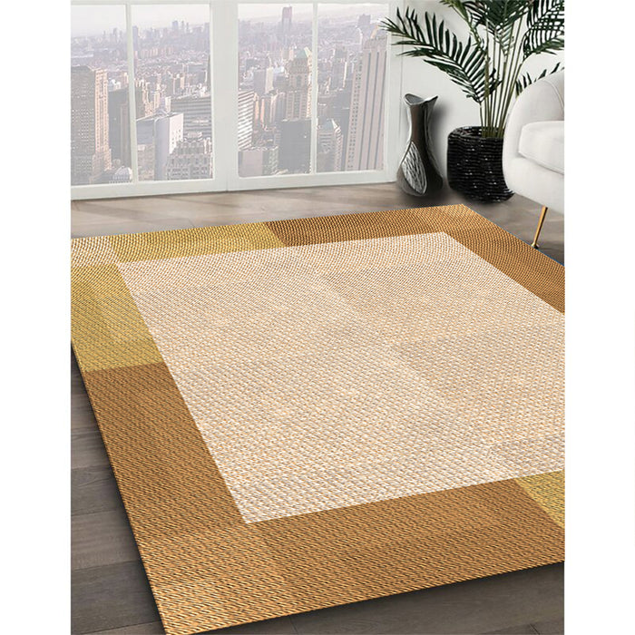 Patterned Khaki Gold Rug in Family Room, pat1412org