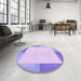 Round Patterned Purple Mimosa Purple Rug in a Office, pat1412pur