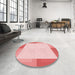 Round Patterned Pink Rug in a Office, pat1412rd