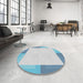 Round Patterned Blue Novelty Rug in a Office, pat1412