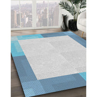 Patterned Blue Novelty Rug, pat1412