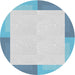 Square Machine Washable Transitional Blue Rug, wshpat1412