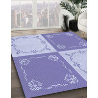 Patterned Medium Slate Blue Rug, pat1413blu