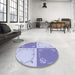 Round Patterned Medium Slate Blue Rug in a Office, pat1413blu