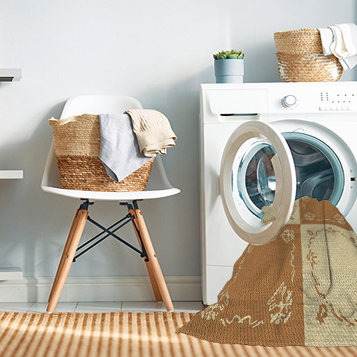 Machine Washable Transitional Sedona Brown Rug in a Washing Machine, wshpat1413brn