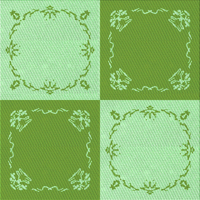 Round Patterned Jade Green Rug, pat1413grn