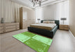 Patterned Jade Green Rug in a Bedroom, pat1413grn