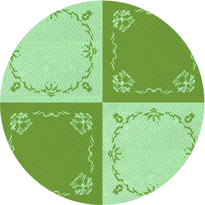 Square Patterned Jade Green Rug, pat1413grn