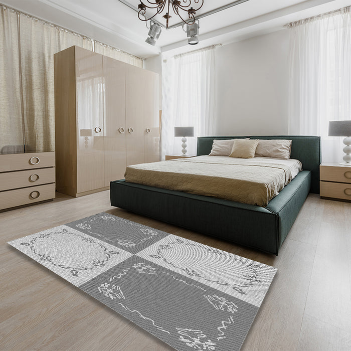 Patterned Platinum Gray Rug in a Bedroom, pat1413gry