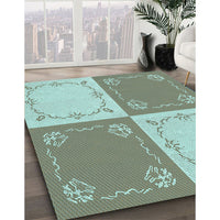 Patterned Camouflage Green Rug, pat1413lblu