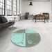 Round Patterned Camouflage Green Rug in a Office, pat1413lblu