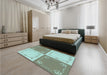 Patterned Camouflage Green Rug in a Bedroom, pat1413lblu