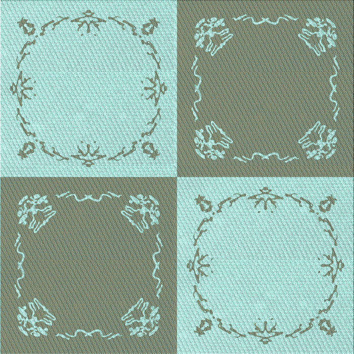 Round Machine Washable Transitional Camouflage Green Rug, wshpat1413lblu