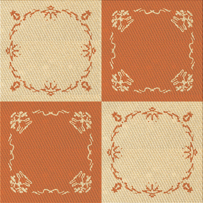 Round Patterned Orange Red Orange Rug, pat1413org