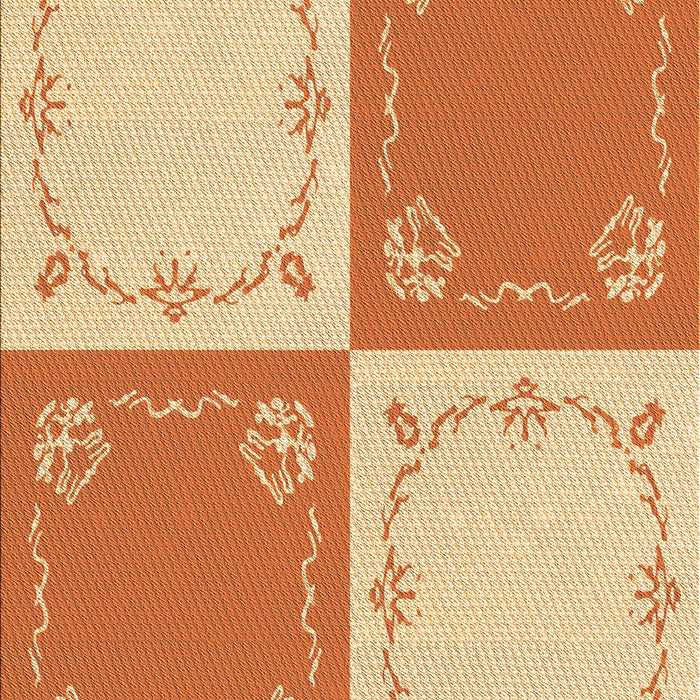 Patterned Orange Red Orange Rug, pat1413org