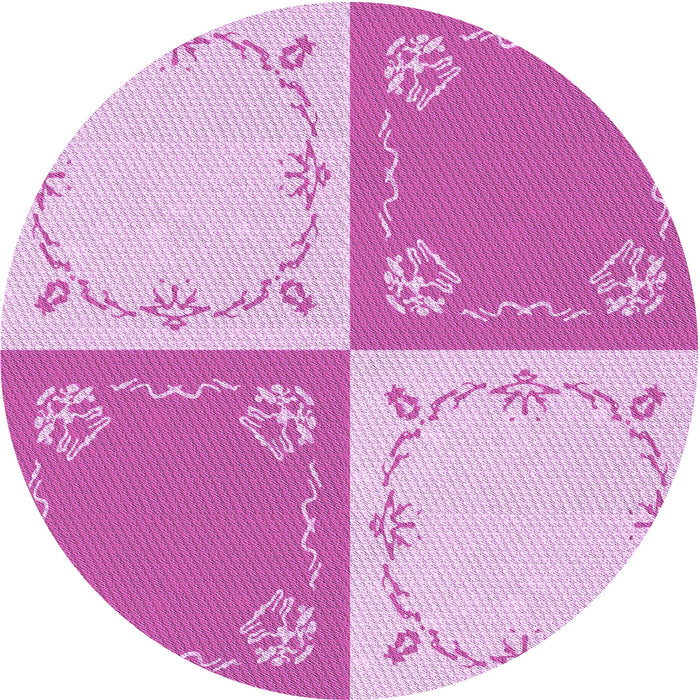 Square Patterned Blossom Pink Rug, pat1413pur