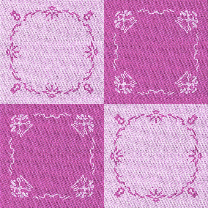 Round Patterned Blossom Pink Rug, pat1413pur