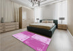 Patterned Blossom Pink Rug in a Bedroom, pat1413pur