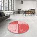 Round Patterned Pink Rug in a Office, pat1413rd