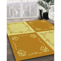 Patterned Neon Orange Rug, pat1413yw