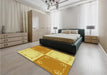 Patterned Neon Orange Rug in a Bedroom, pat1413yw