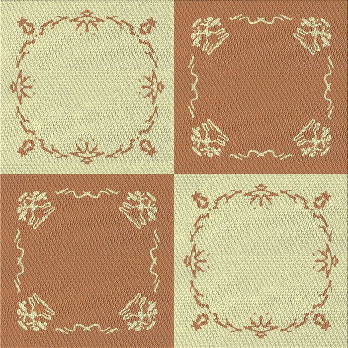 Square Patterned Harvest Gold Novelty Rug, pat1413