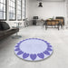 Round Patterned Lavender Blue Rug in a Office, pat1414blu