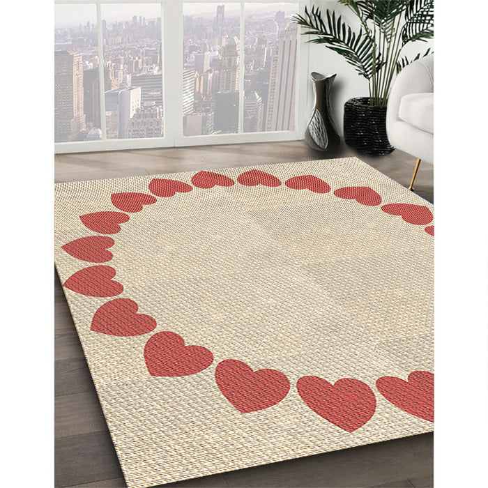 Machine Washable Transitional Sunrise Orange Rug in a Family Room, wshpat1414brn