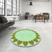 Round Patterned Mint Green Rug in a Office, pat1414grn