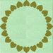 Round Patterned Mint Green Rug, pat1414grn