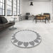 Round Patterned Platinum Gray Rug in a Office, pat1414gry