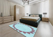 Patterned Columbia Blue Rug in a Bedroom, pat1414lblu