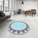 Round Patterned Columbia Blue Rug in a Office, pat1414lblu